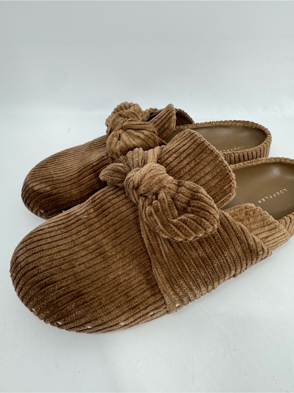 LOEFFLER RANDALL Bree Studded Clog Corduroy Mushroom Brown Slip On Size 8 - Picture 6 of 9